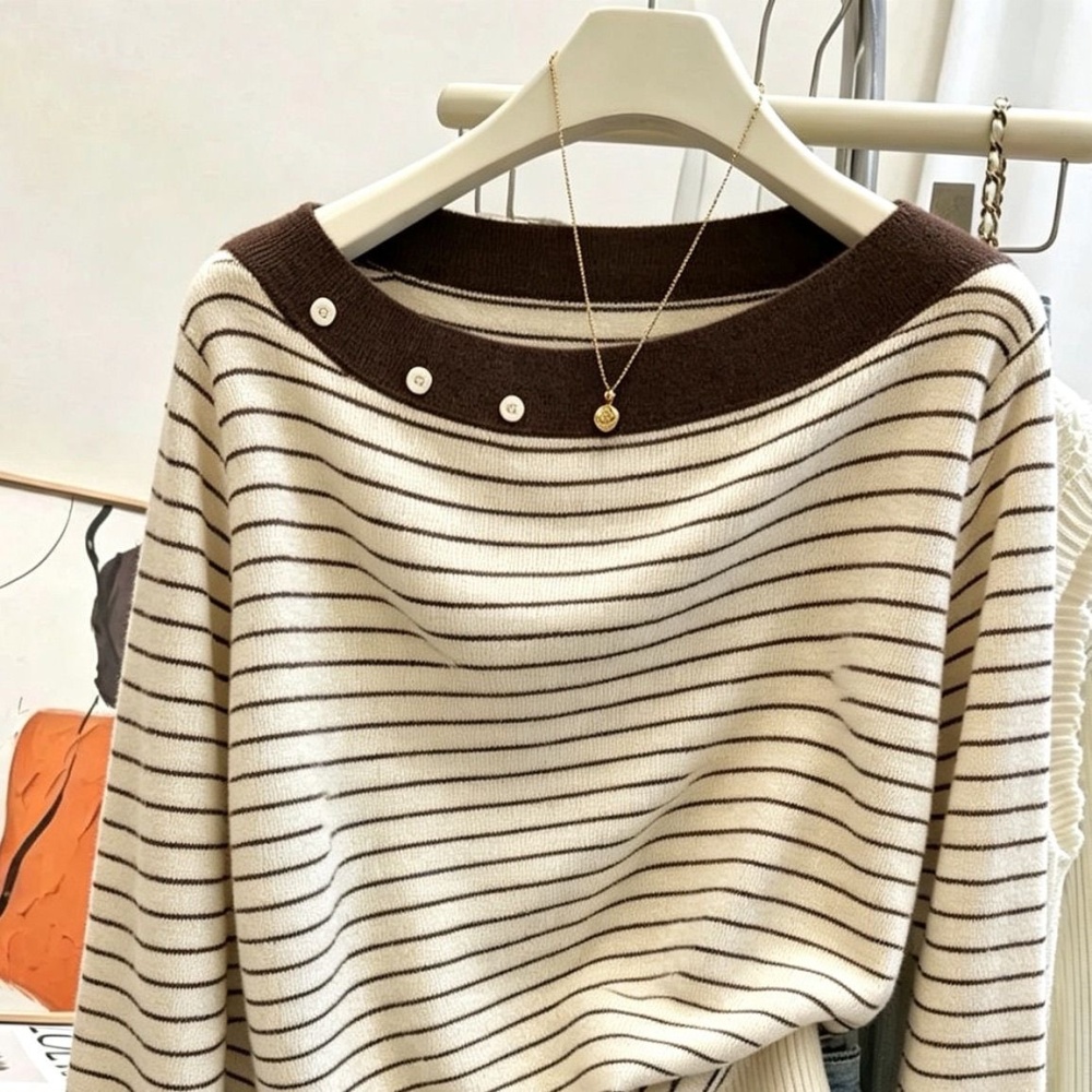 Slim temperament sweater knitted tops for women