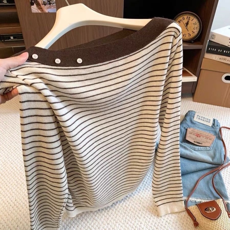 Slim temperament sweater knitted tops for women