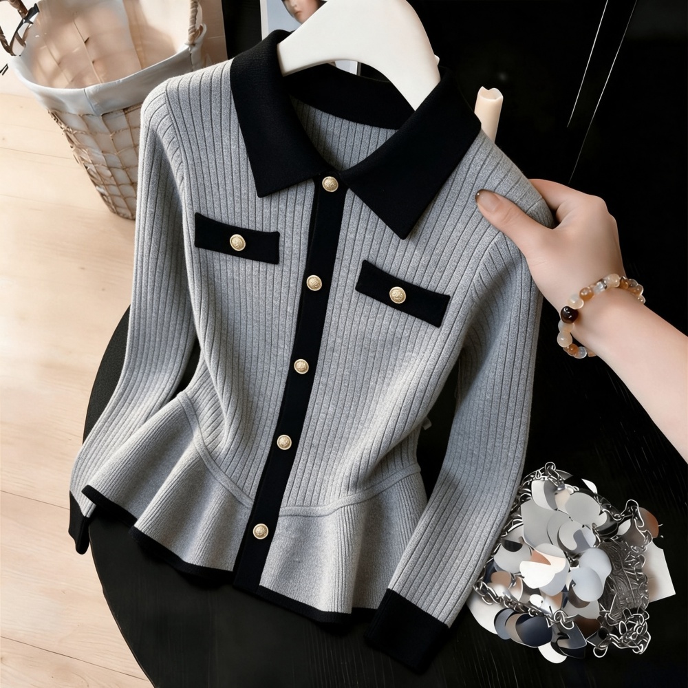 Skirt hem long sleeve chanelstyle sweater for women