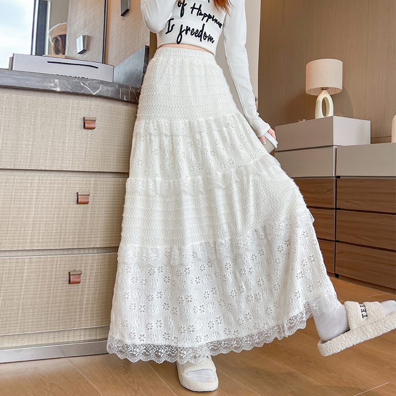 Cake slim long skirt lace Korean style skirt for women