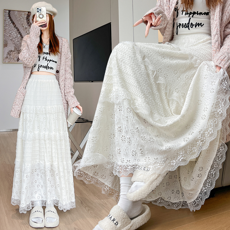 Cake slim long skirt lace Korean style skirt for women