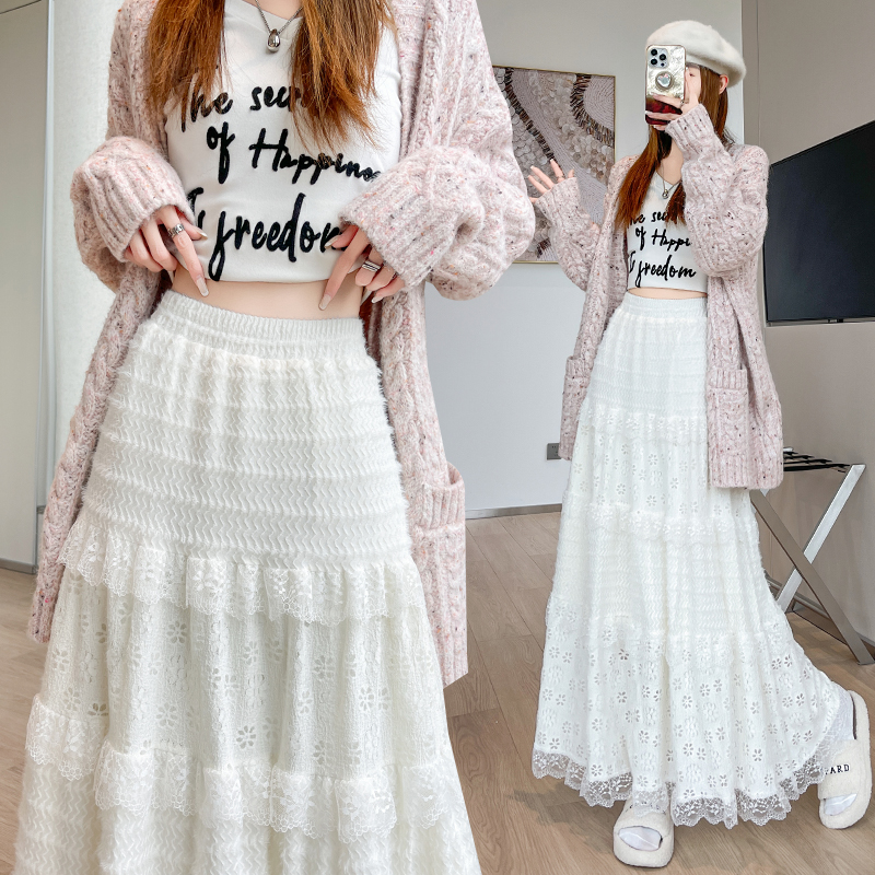 Cake slim long skirt lace Korean style skirt for women