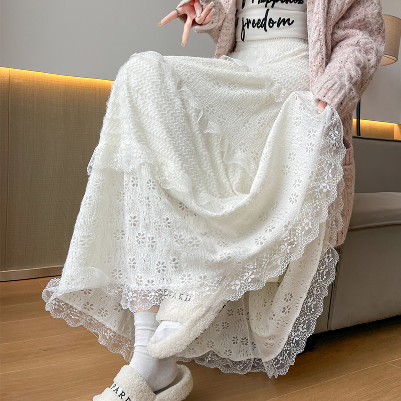 Cake slim long skirt lace Korean style skirt for women