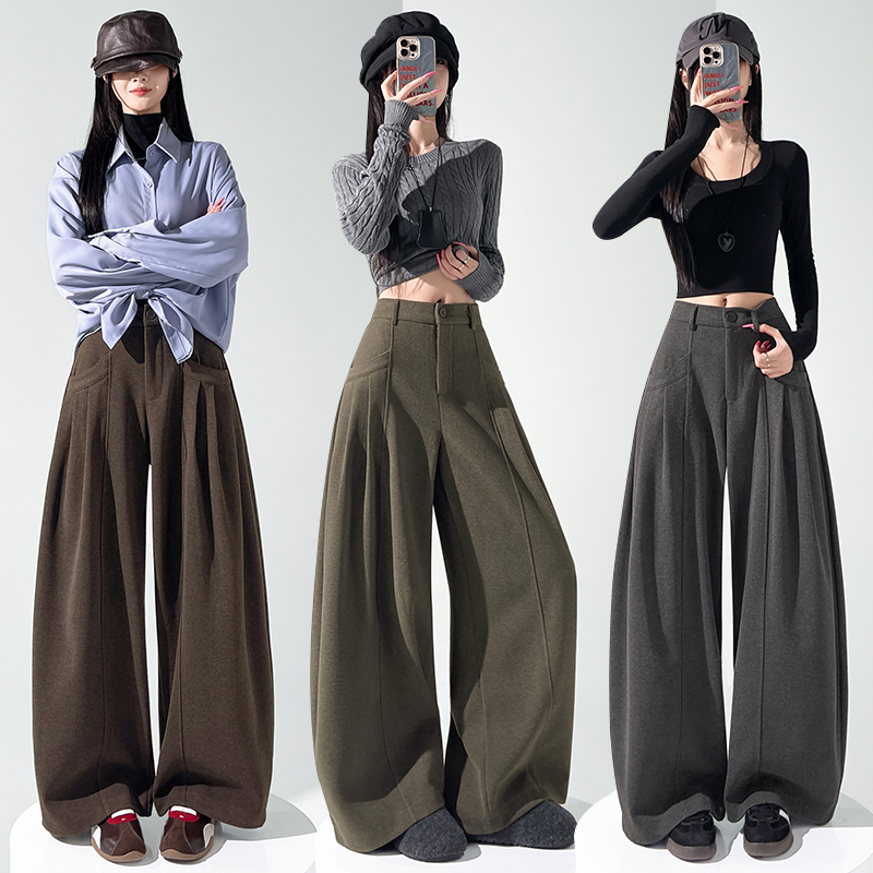 High waist all-match pants Casual wide leg pants