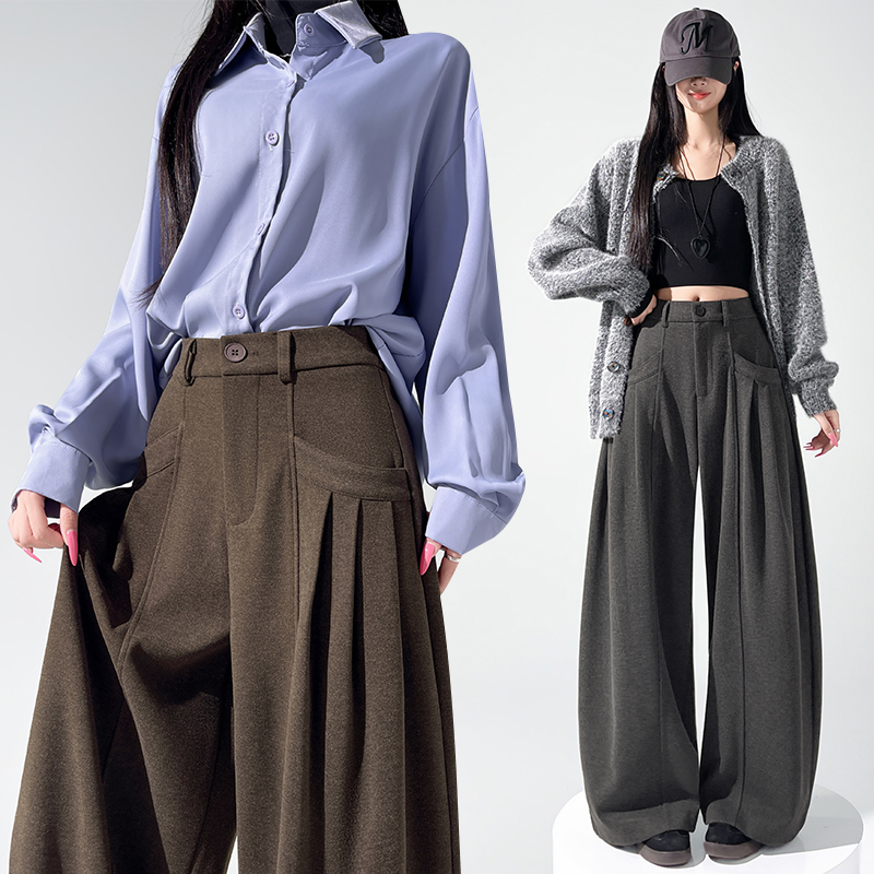 High waist all-match pants Casual wide leg pants