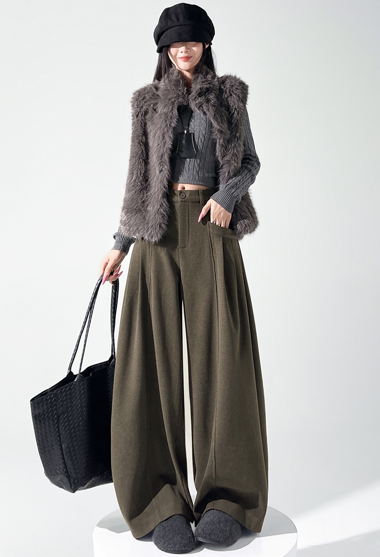 High waist all-match pants Casual wide leg pants