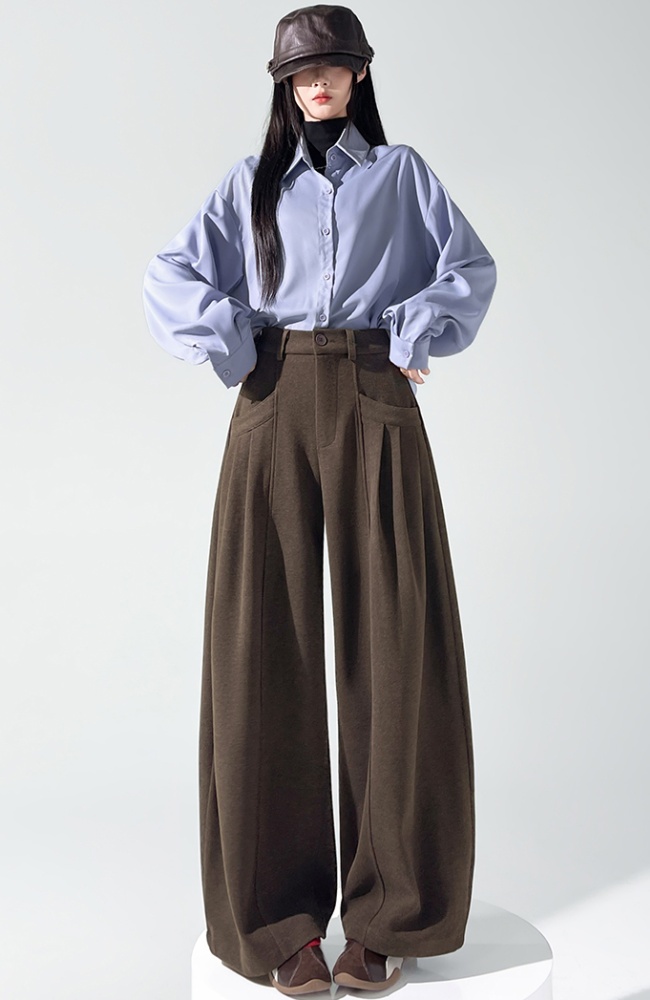 High waist all-match pants Casual wide leg pants