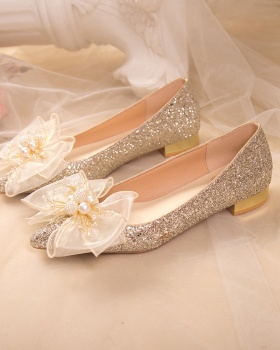 Low wedding wedding dress thick wedding shoes for women