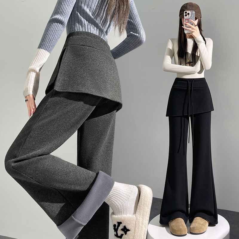 Elasticity pants thick flare pants for women