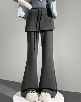 Casual slim pants thick micro speaker flare pants for women
