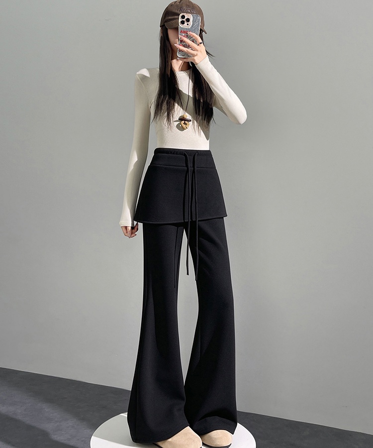 Casual slim pants thick micro speaker flare pants for women