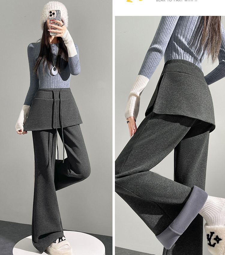 Casual slim pants thick micro speaker flare pants for women