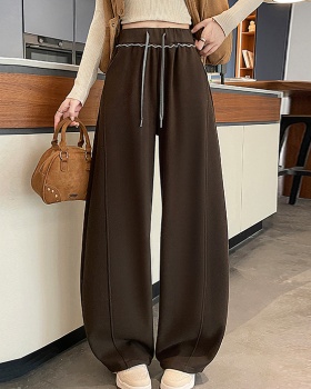 High waist wide leg pants plus velvet casual pants for women