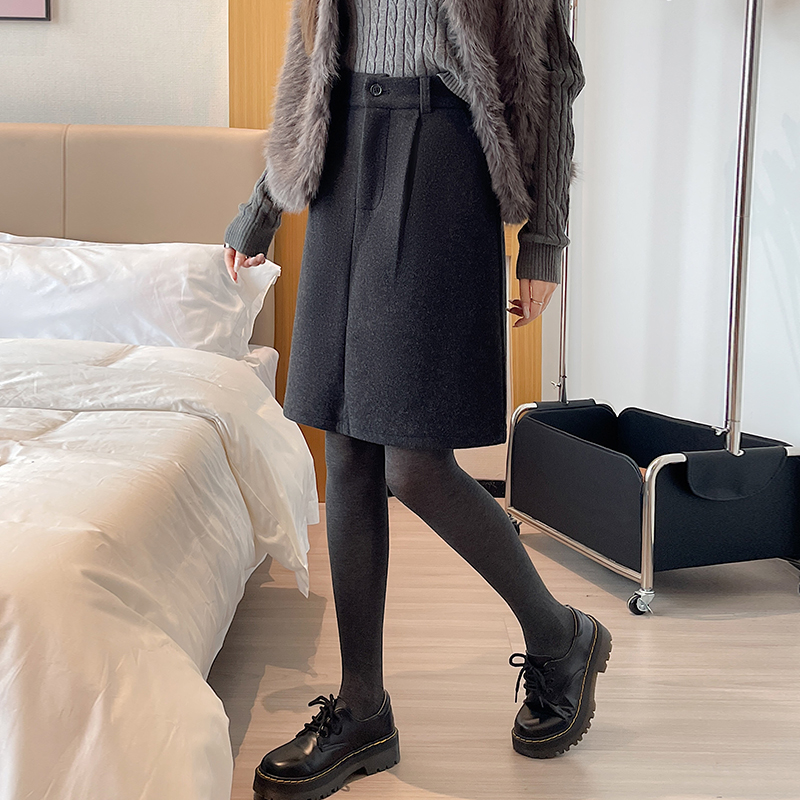 College style woolen slim all-match short skirt