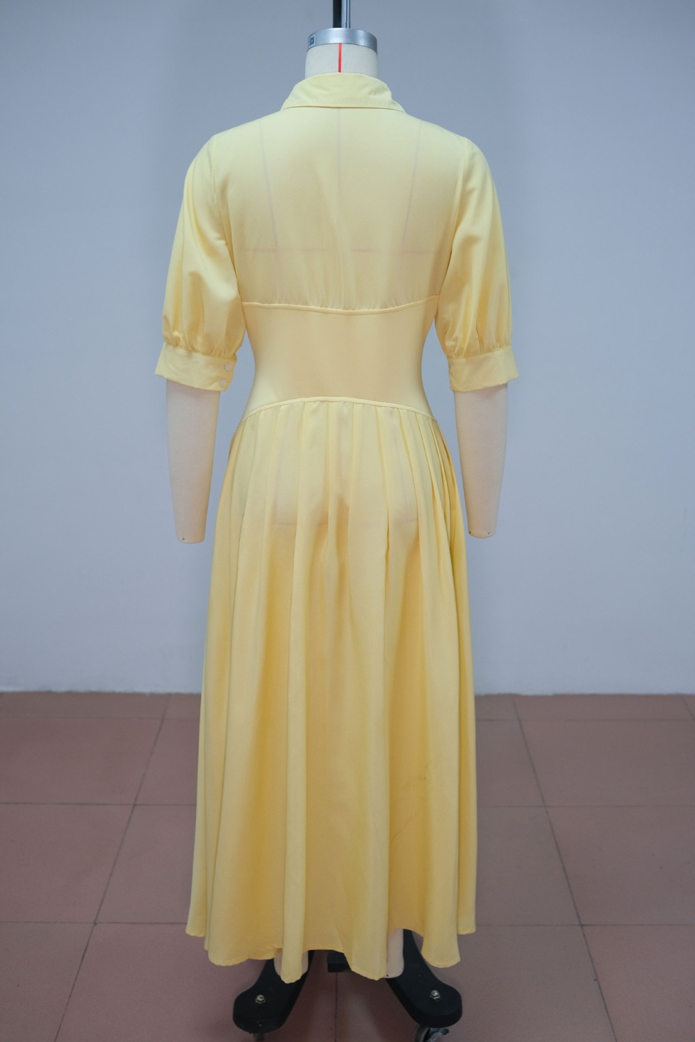 European style fashion lantern sleeve pure V-neck dress
