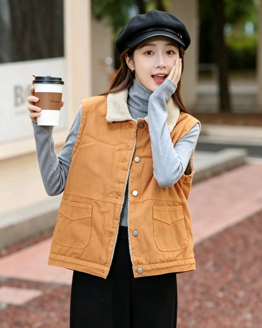 Thick cotton Korean style plus velvet all-match waistcoat