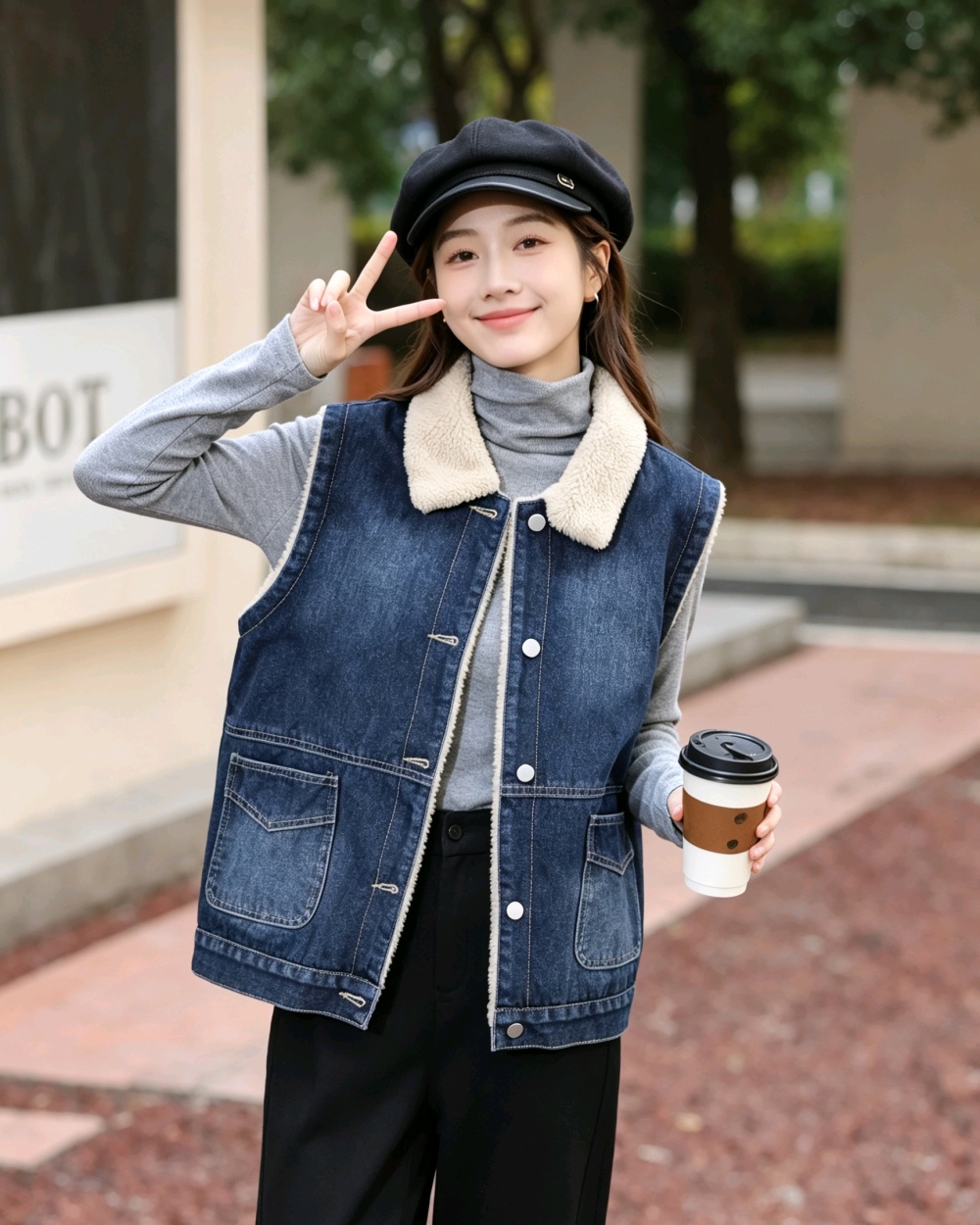 Thick cotton Korean style plus velvet all-match waistcoat