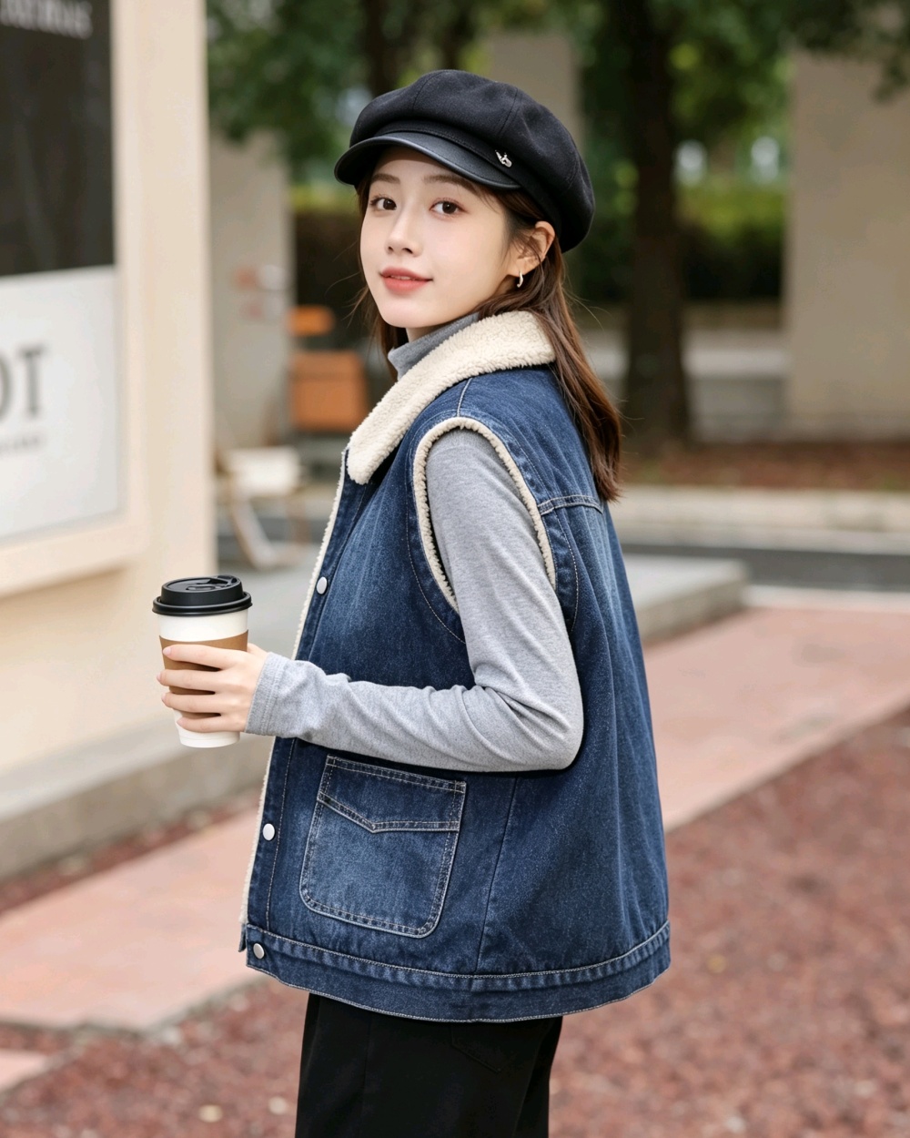 Thick cotton Korean style plus velvet all-match waistcoat
