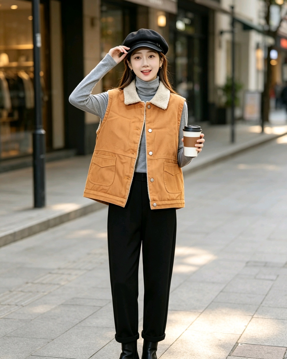 Thick cotton Korean style plus velvet all-match waistcoat