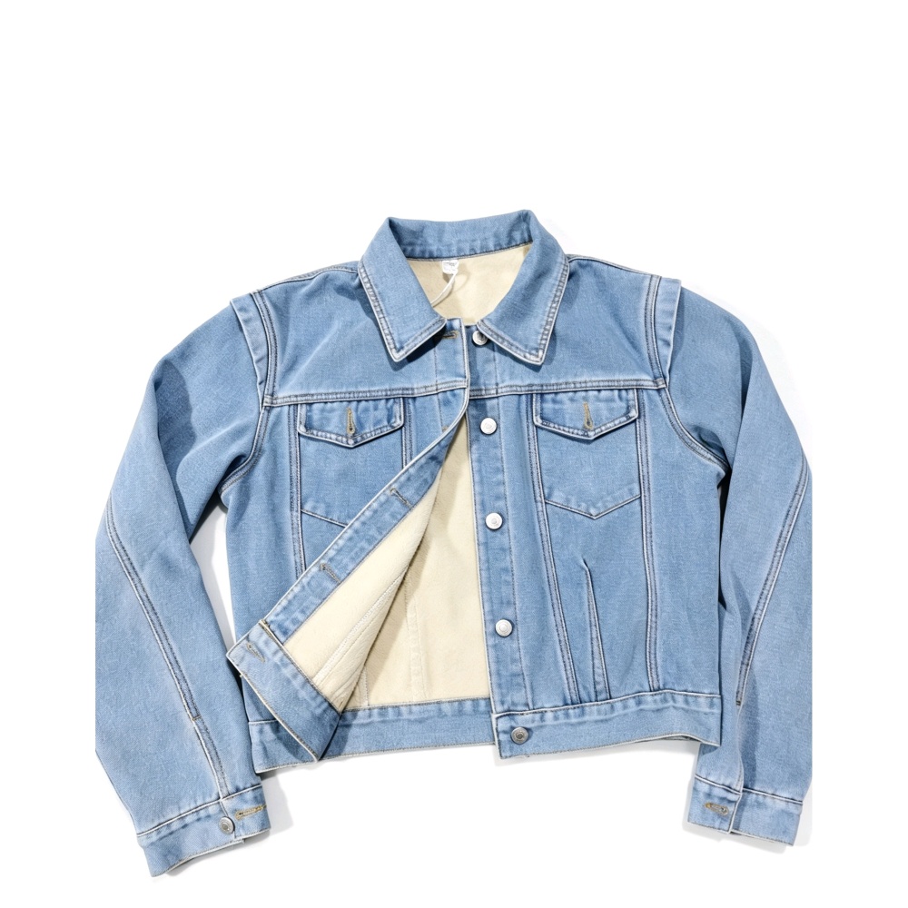 Denim retro plus velvet coat