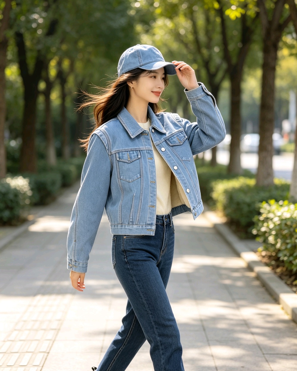 Denim retro plus velvet coat