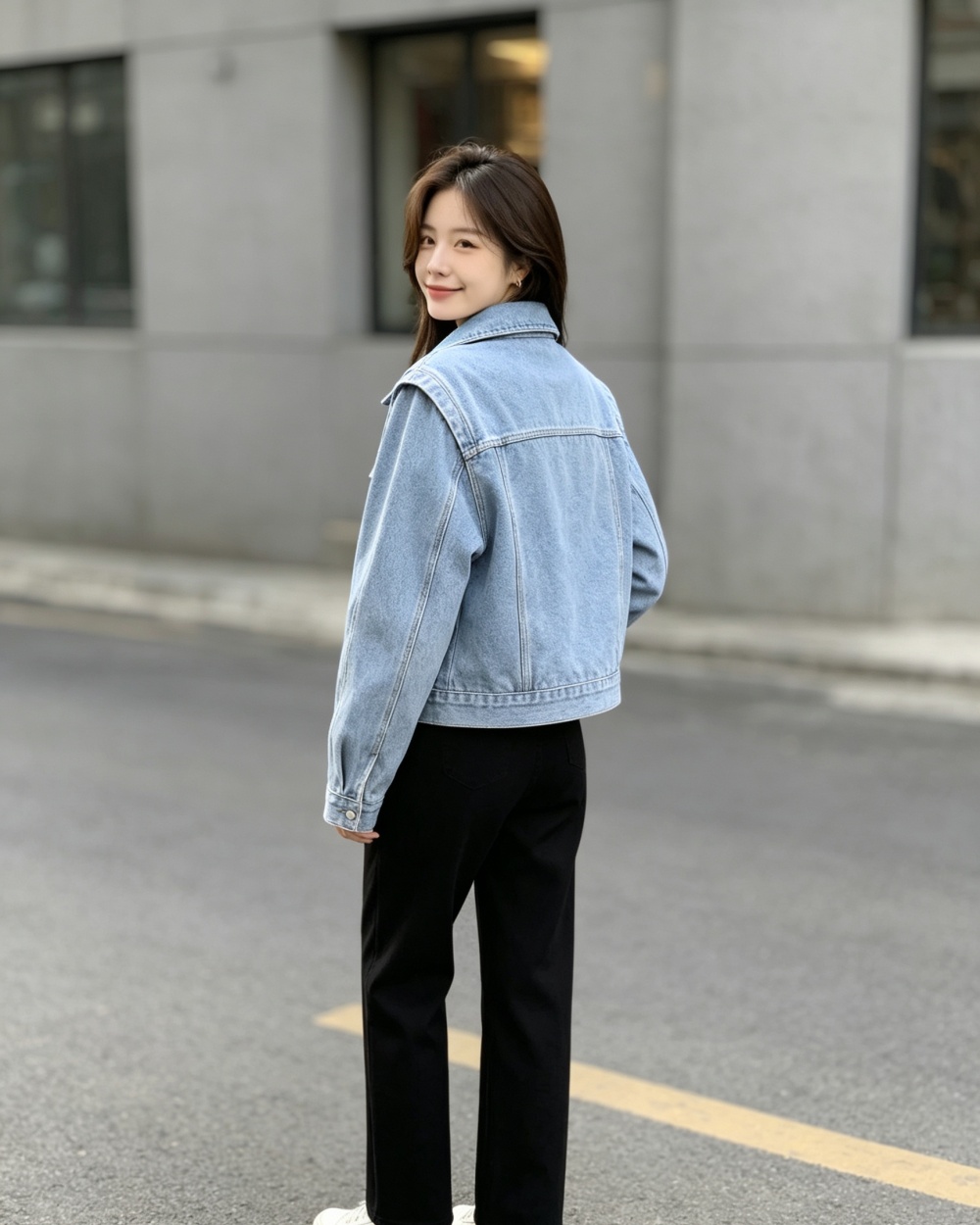 Denim retro plus velvet coat