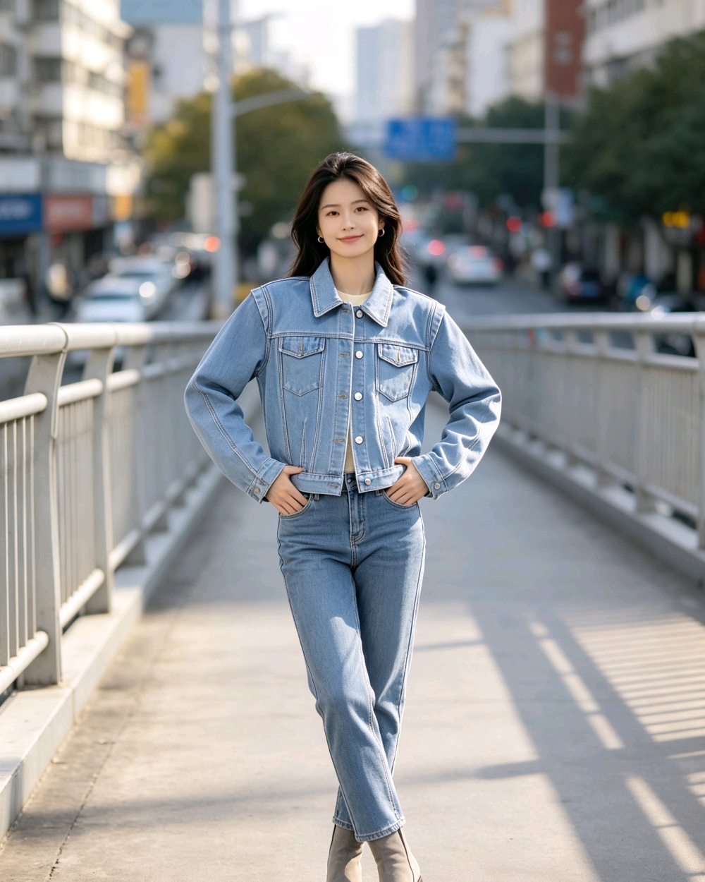 Denim retro plus velvet coat