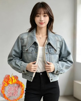 Plus velvet simple coat Korean style tops for women