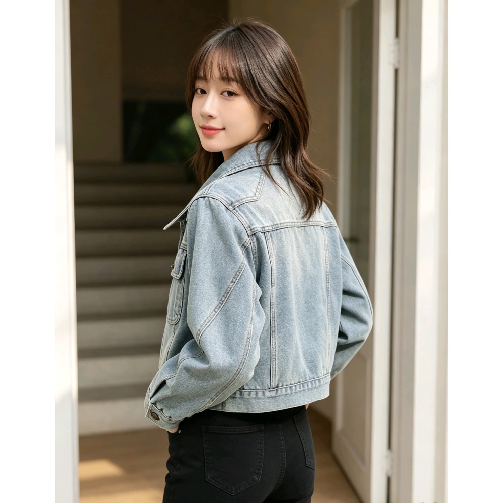 Plus velvet simple coat Korean style tops for women