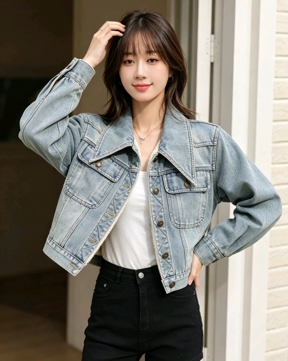 Plus velvet simple coat Korean style tops for women