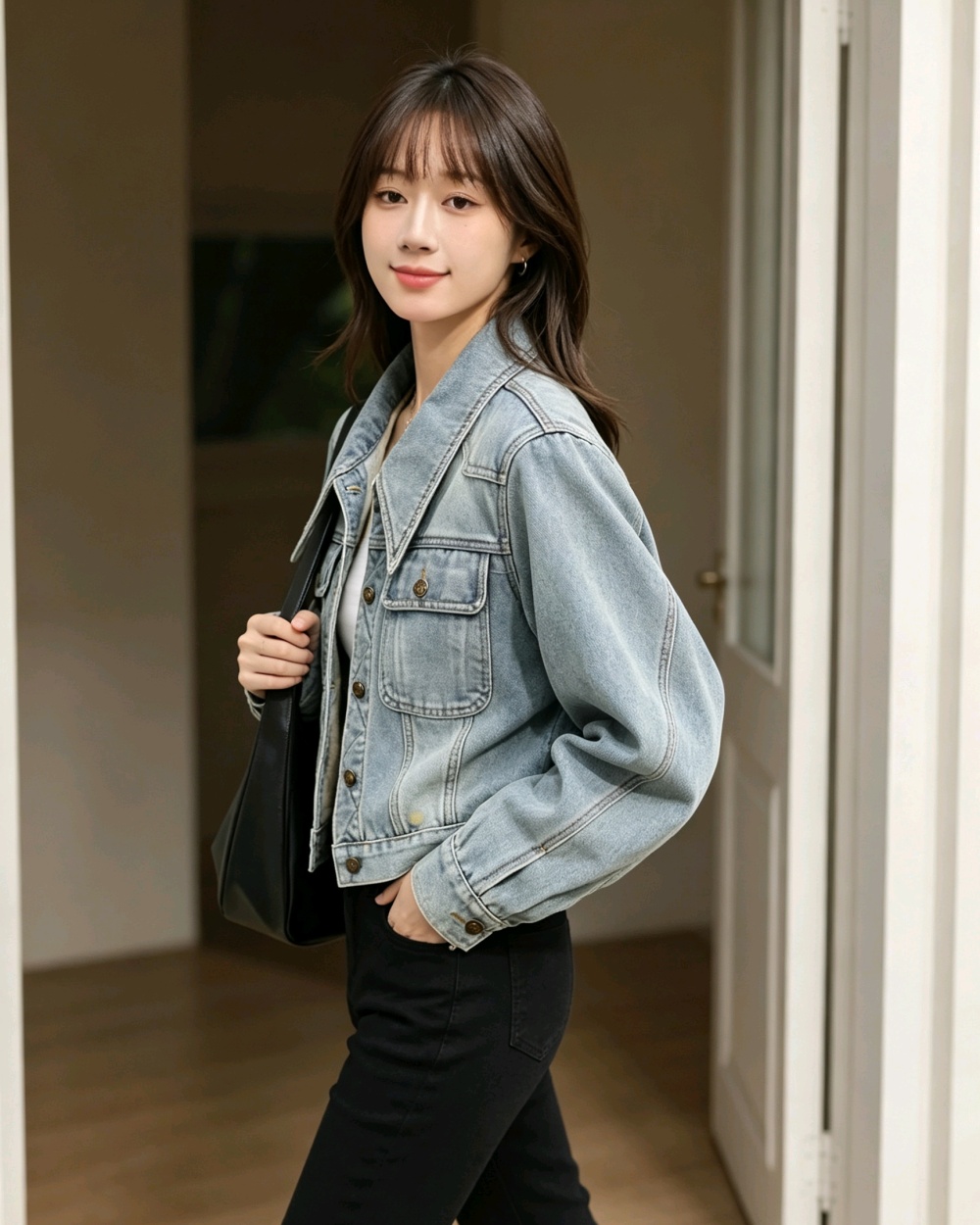 Plus velvet simple coat Korean style tops for women