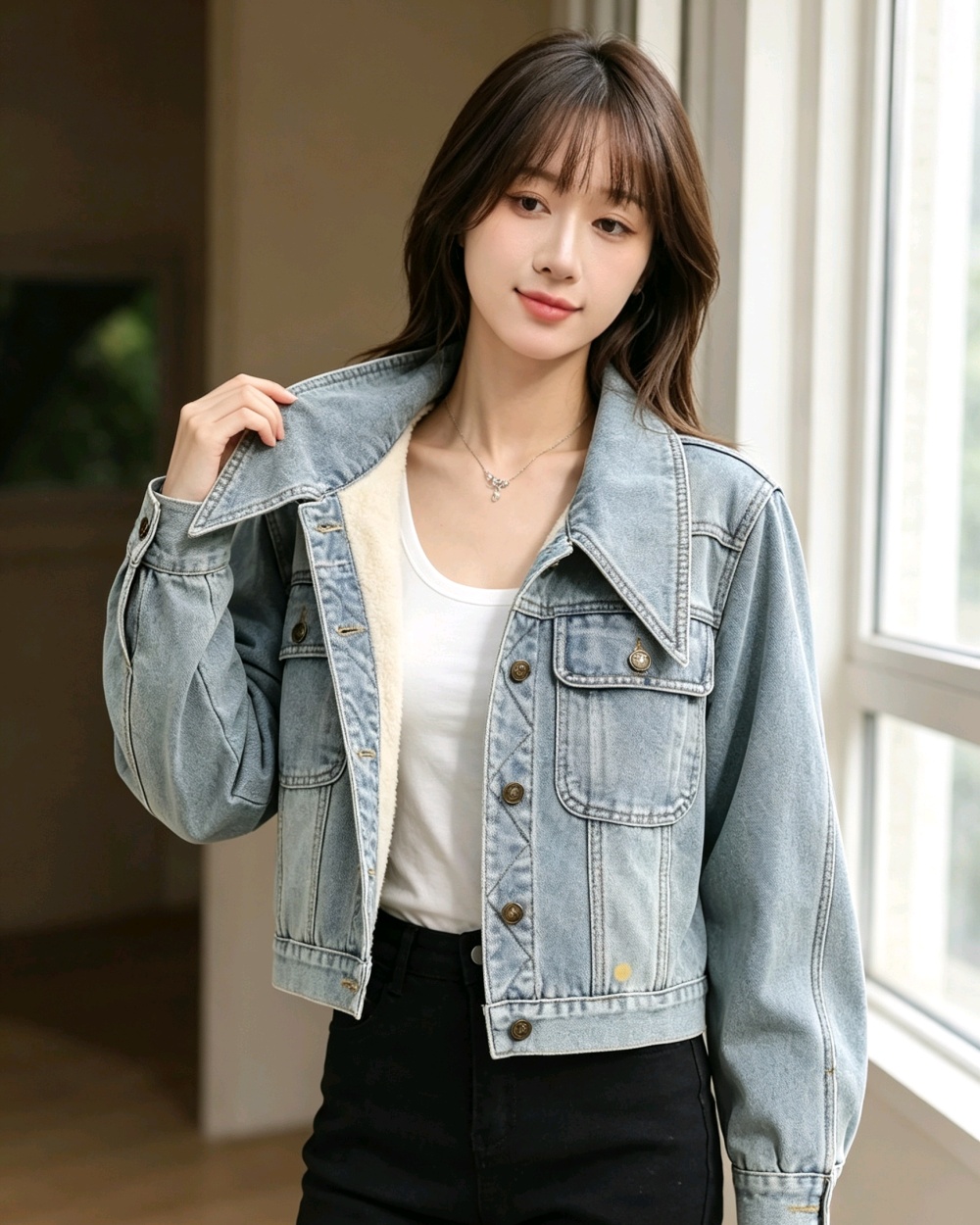 Plus velvet simple coat Korean style tops for women