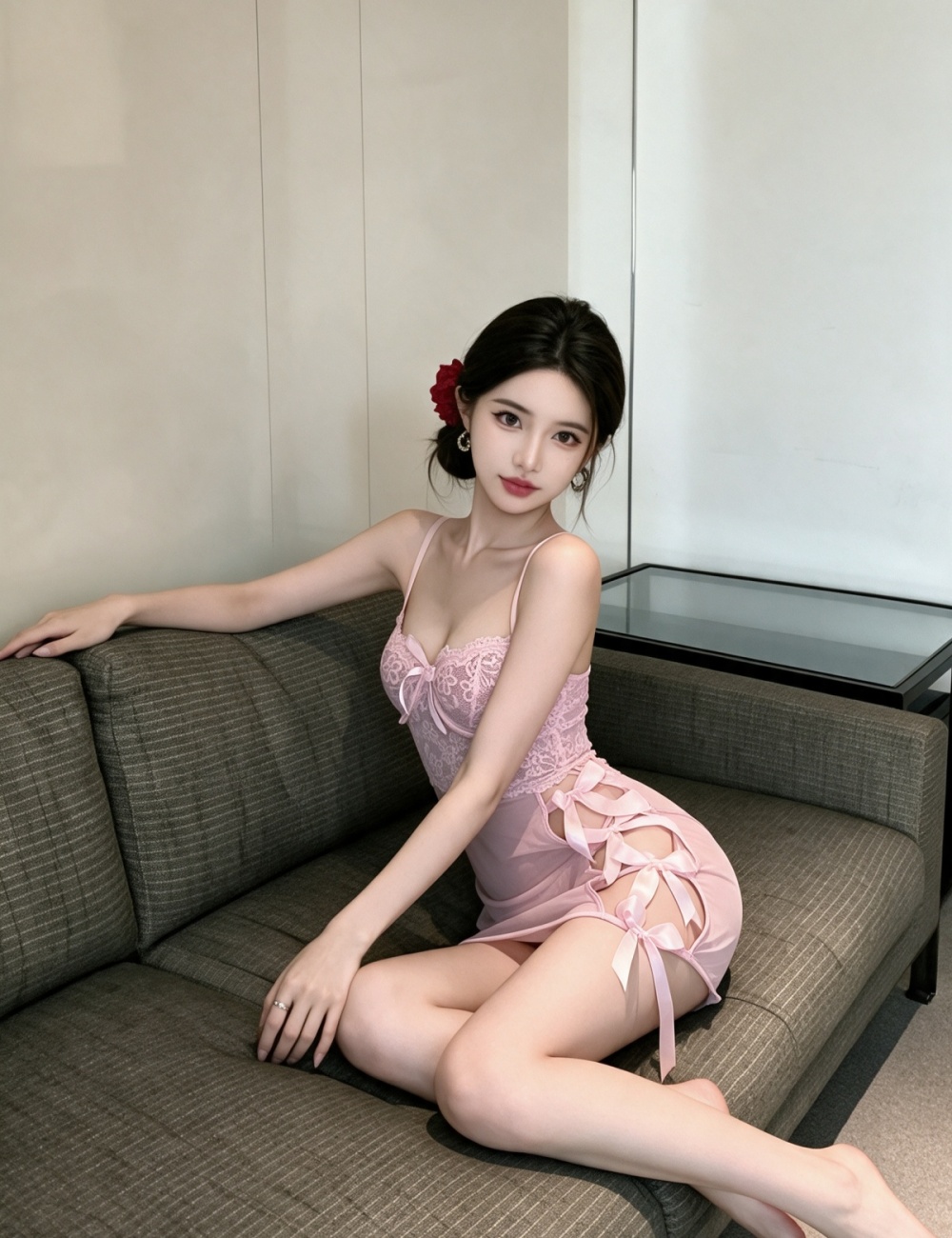 Sexy transparent enticement spicegirl hollow dress for women