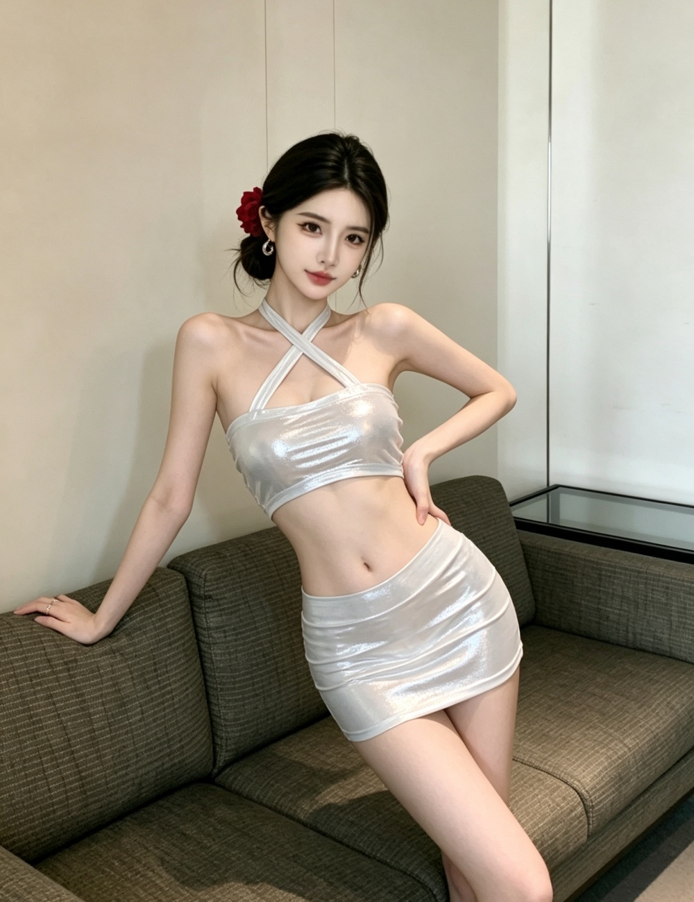 Thin package hip skirt 2pcs set for women