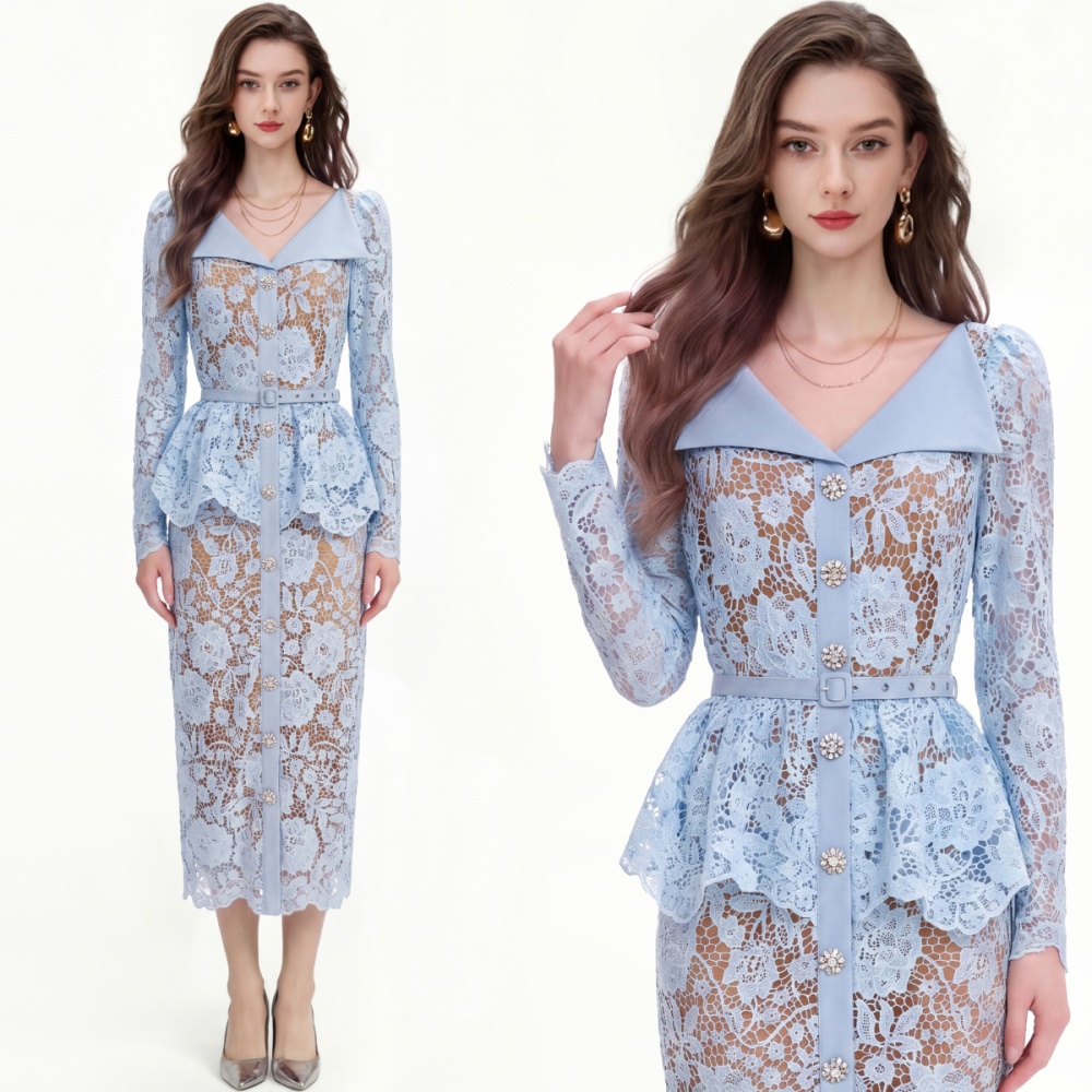 Package hip France style slim niche pinched waist dress
