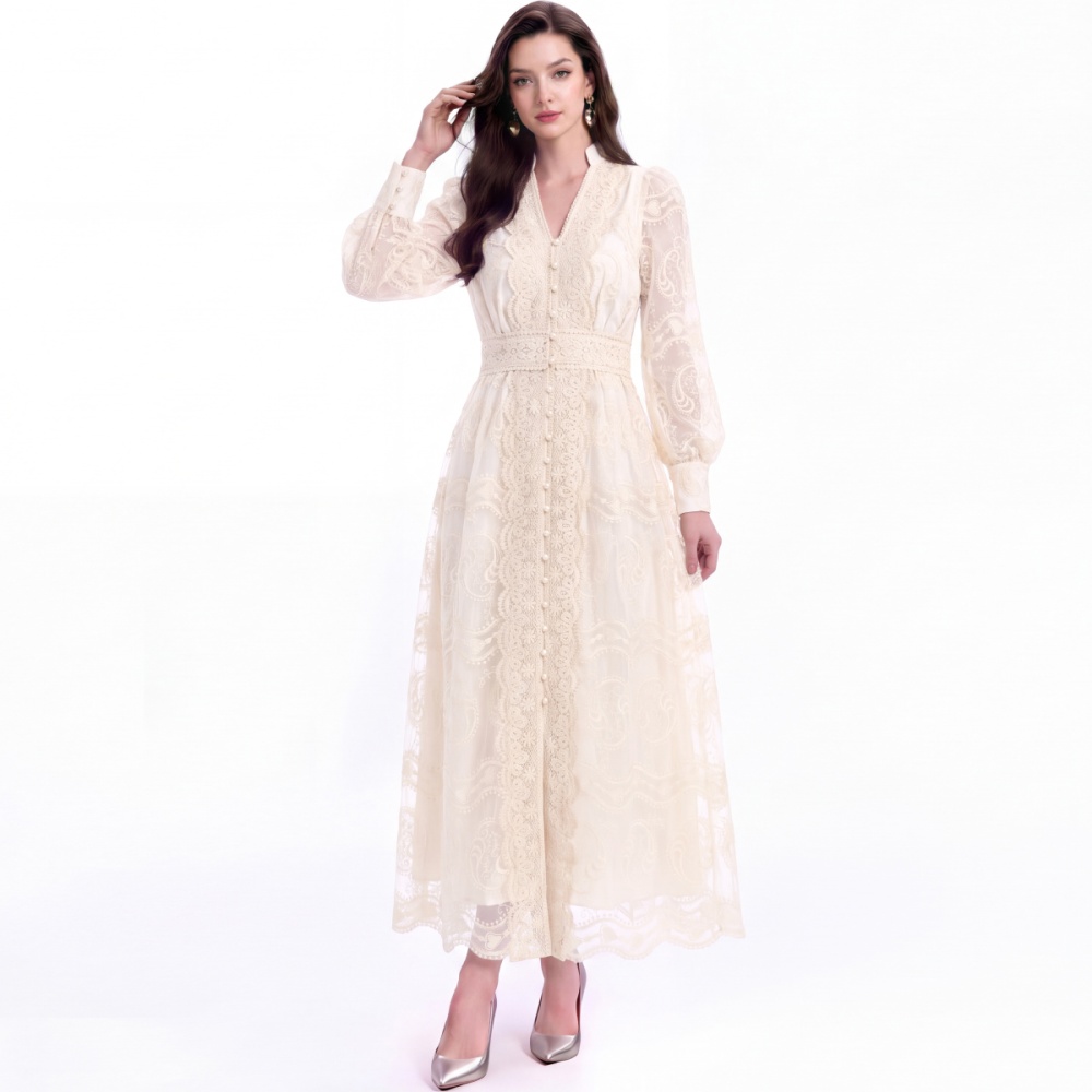 France style long dress embroidery dress