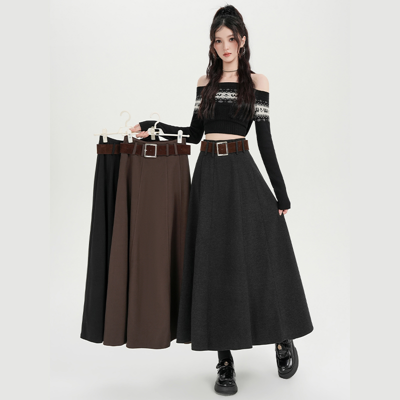 Drape skirt hem skirt high waist long skirt for women