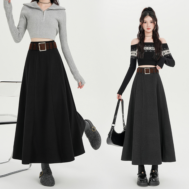 Drape skirt hem skirt high waist long skirt for women