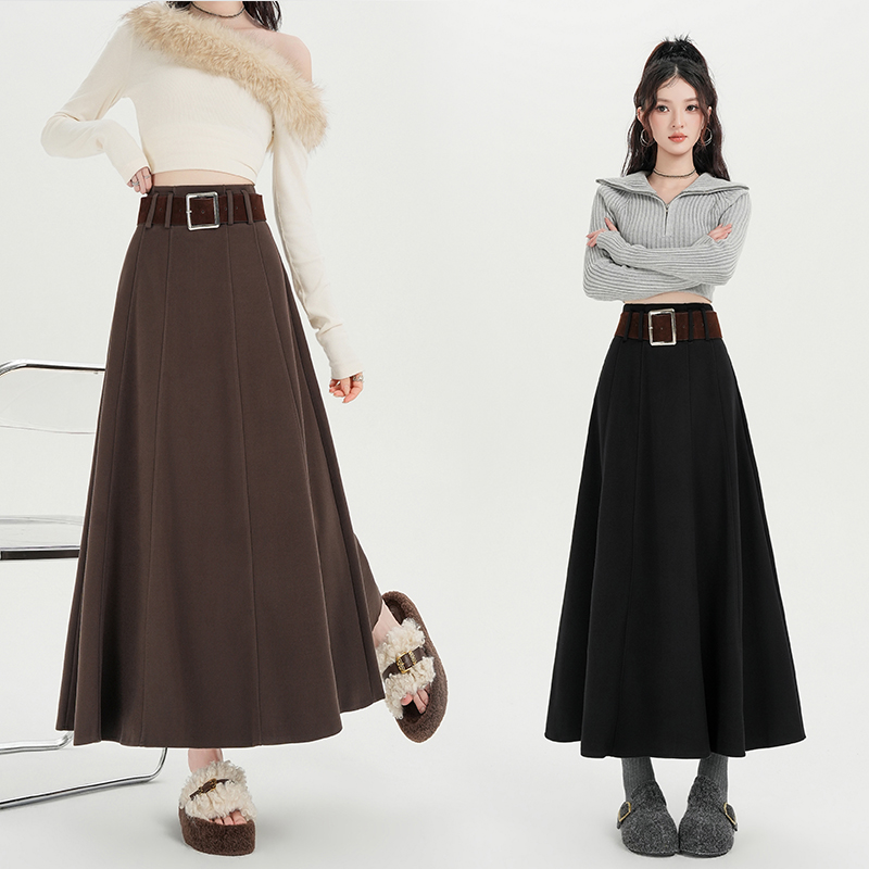 Drape skirt hem skirt high waist long skirt for women