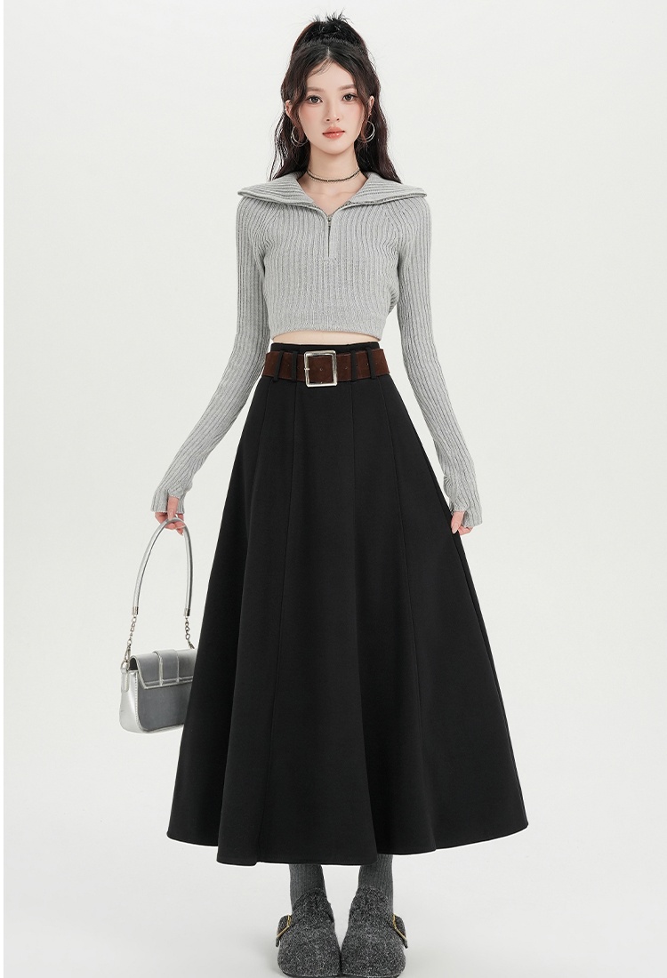 Drape skirt hem skirt high waist long skirt for women
