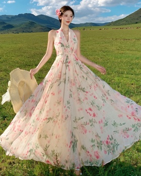 Halter temperament dress summer long dress for women