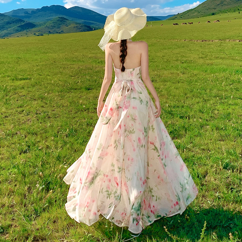 Halter temperament dress summer long dress for women
