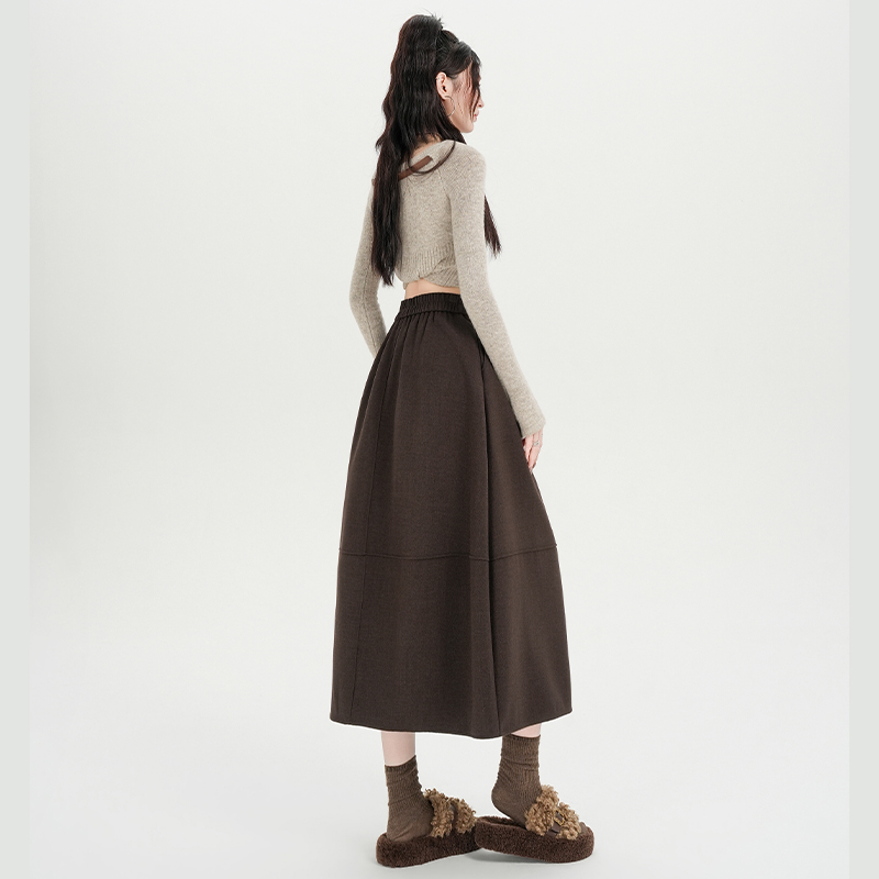 Hepburn style A-line autumn and winter skirt for women