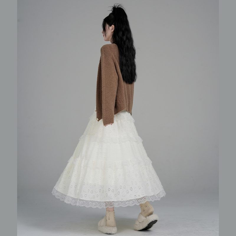 Mink velvet cake long skirt autumn and winter skirt