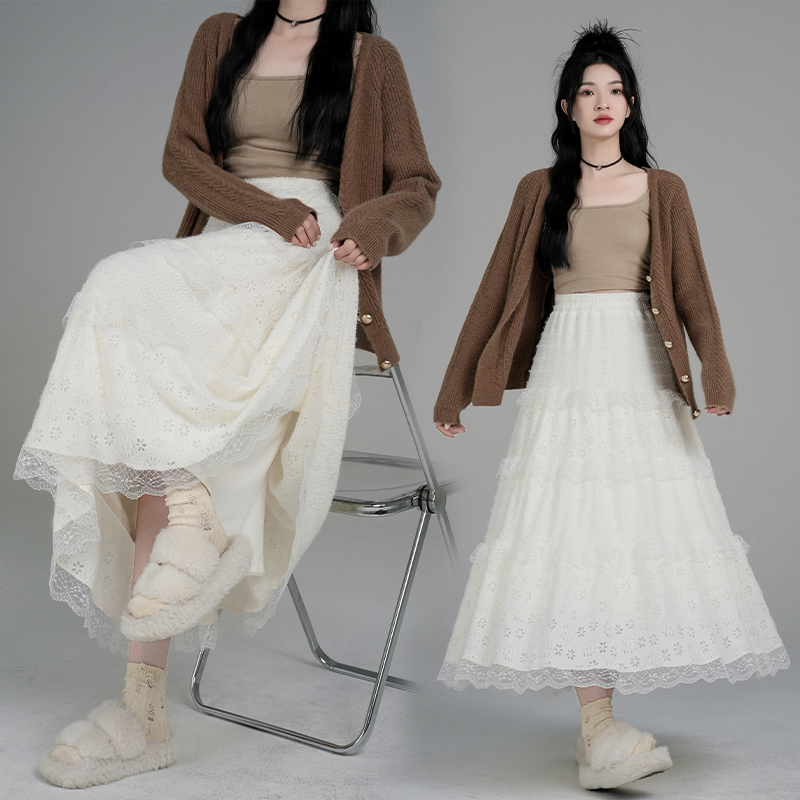 Mink velvet cake long skirt autumn and winter skirt