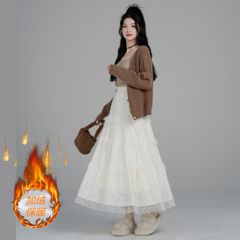 Mink velvet cake long skirt autumn and winter skirt