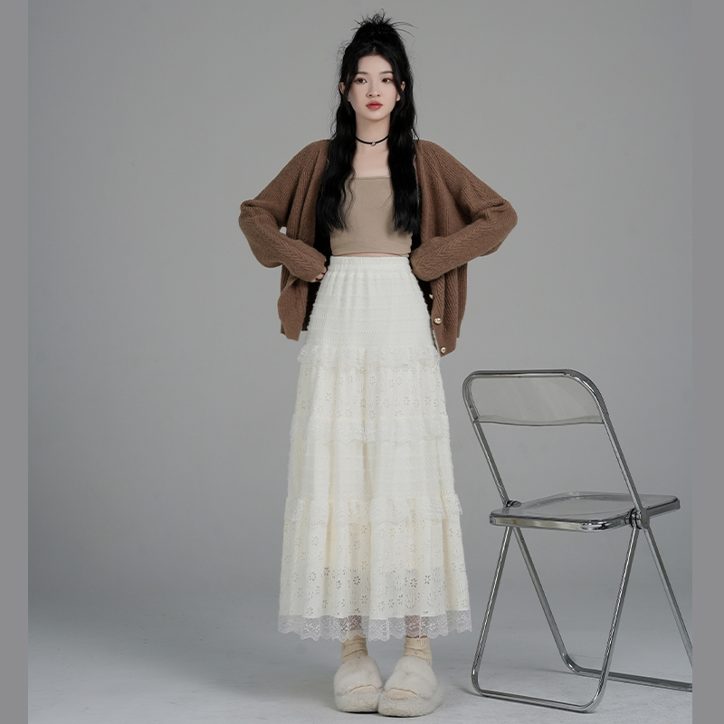 Mink velvet cake long skirt autumn and winter skirt