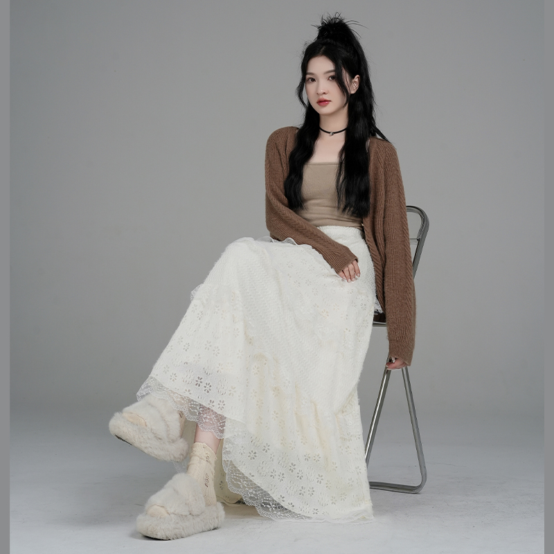 Mink velvet cake long skirt autumn and winter skirt
