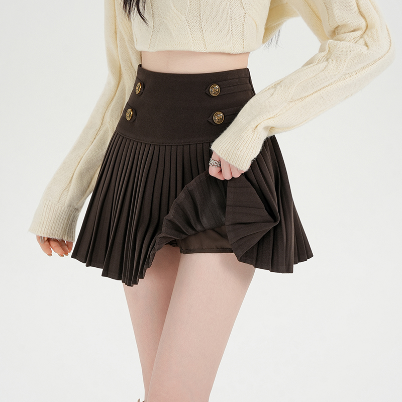 Woolen pleated short skirt autumn and winter slim skirt for women