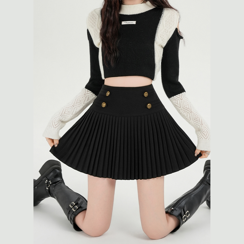 Woolen pleated short skirt autumn and winter slim skirt for women